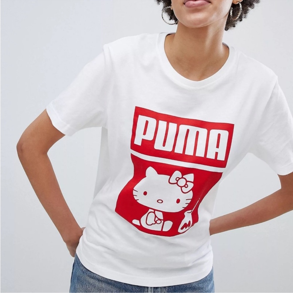 Hello Kitty Sanrio X Puma T Shirt White Red Size Small